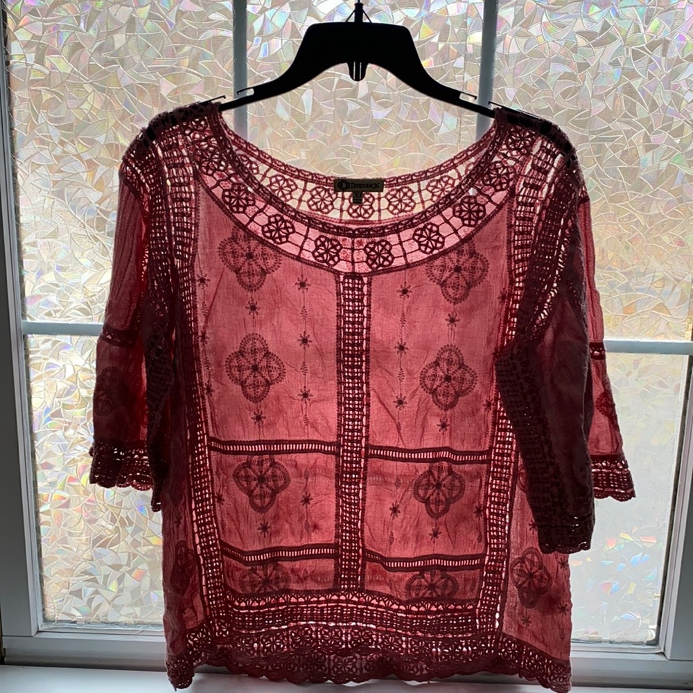 Democracy pink lace blouse